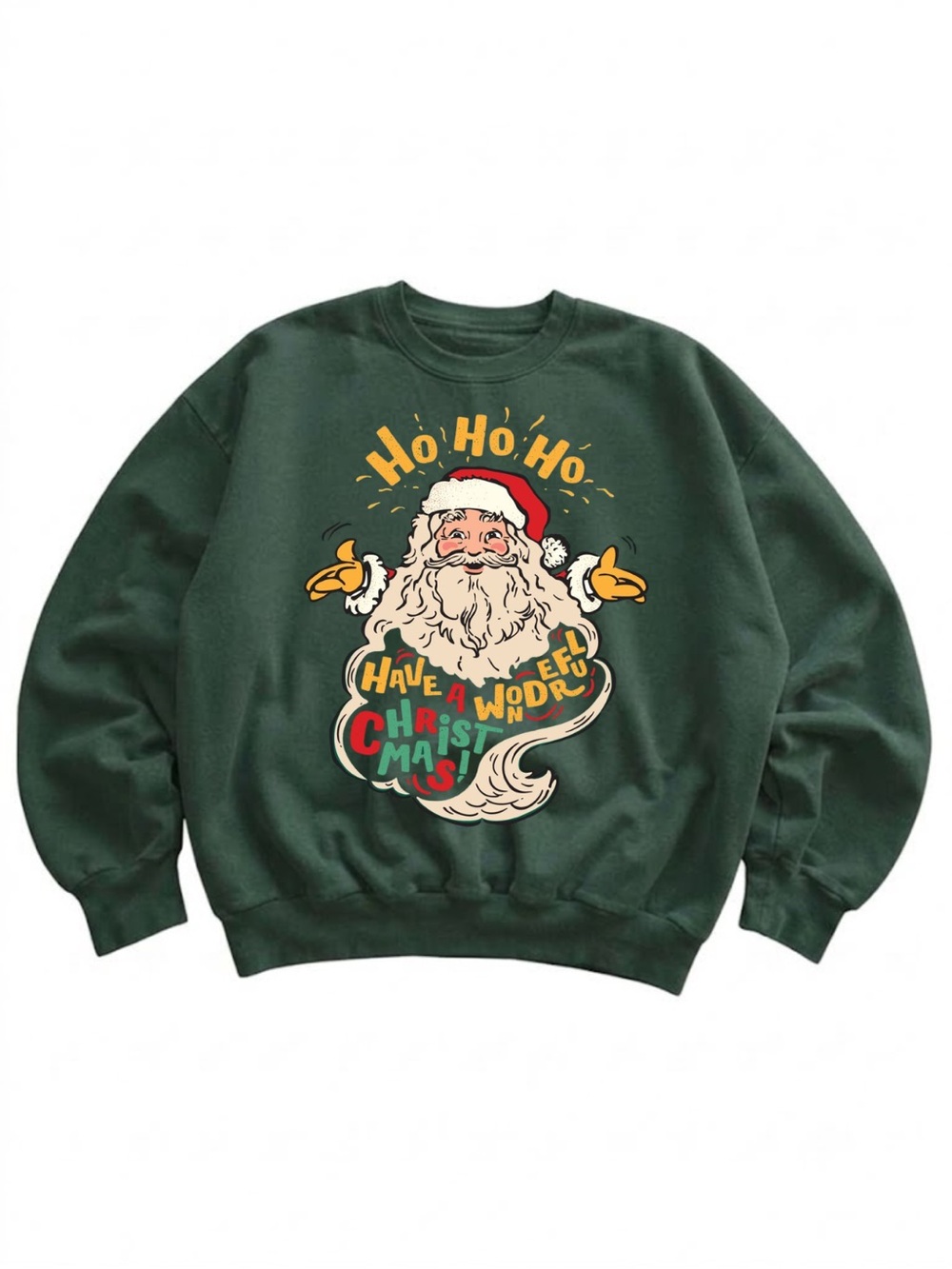 Gildan Forest Green Santa Graphic Christmas Sweatshirt